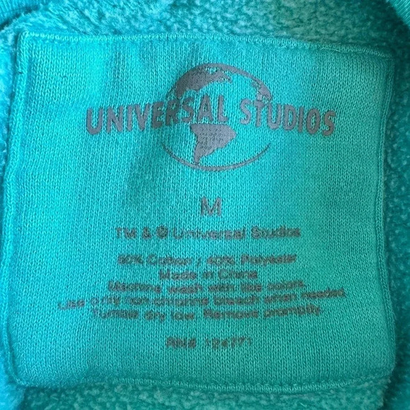 Vintage 2000s Y2K Universal Studios Turquoise Zip-Up Jacket with Hood - Picture 7 of 7